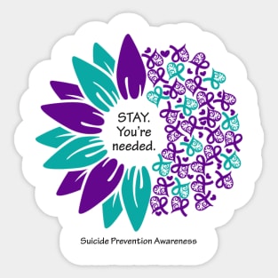 Suicide prevention: Stay flower, black type Sticker